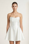 Ivory Taffeta A - Line Strapless Graduation Dress - KissProm