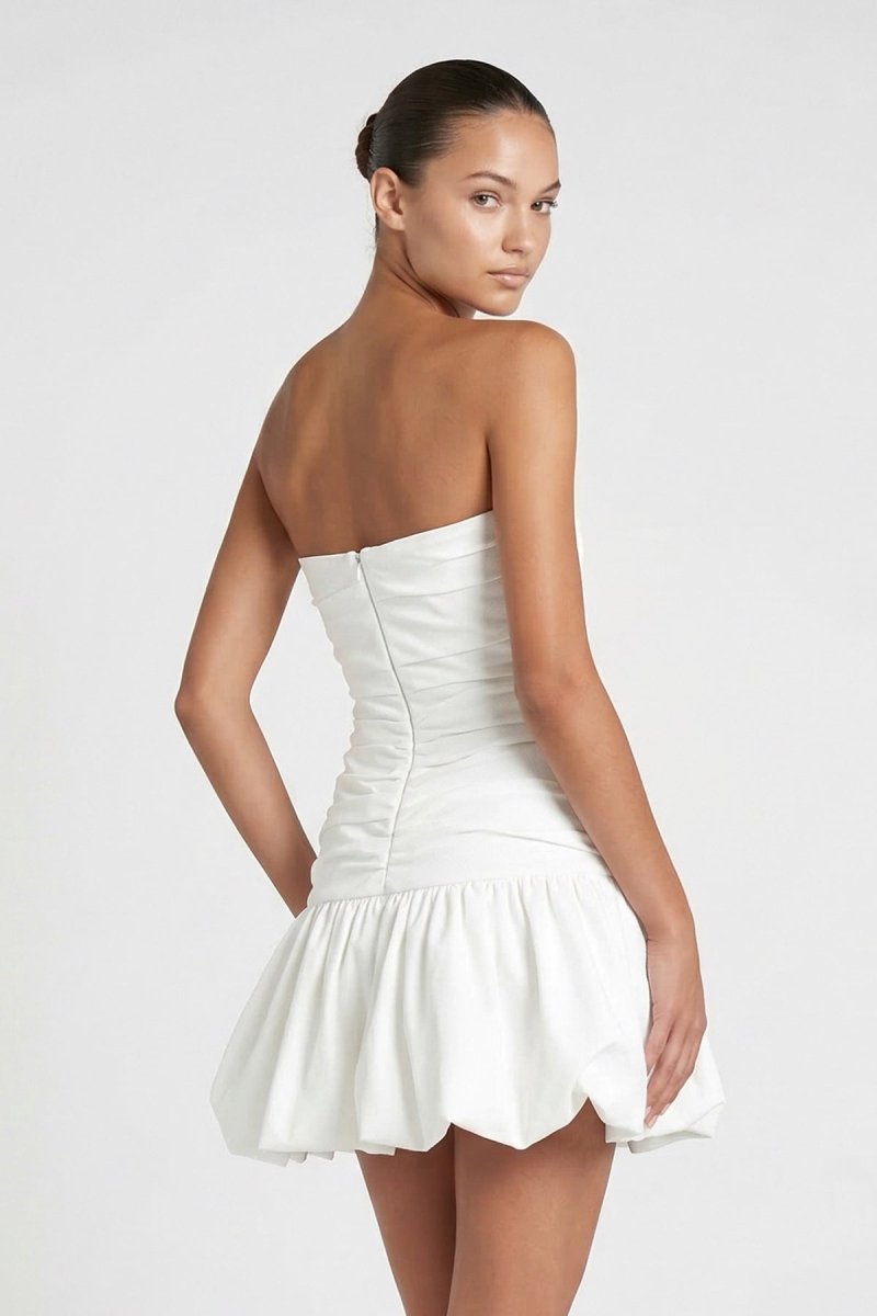 Strapless Ruched A - Line Graduation Dress With Ruffled - KissProm