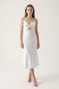 Twist Front Cut - Out Midi Graduation Dress - KissProm