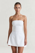 White Strapless A - Line Mini Graduation Dress - KissProm